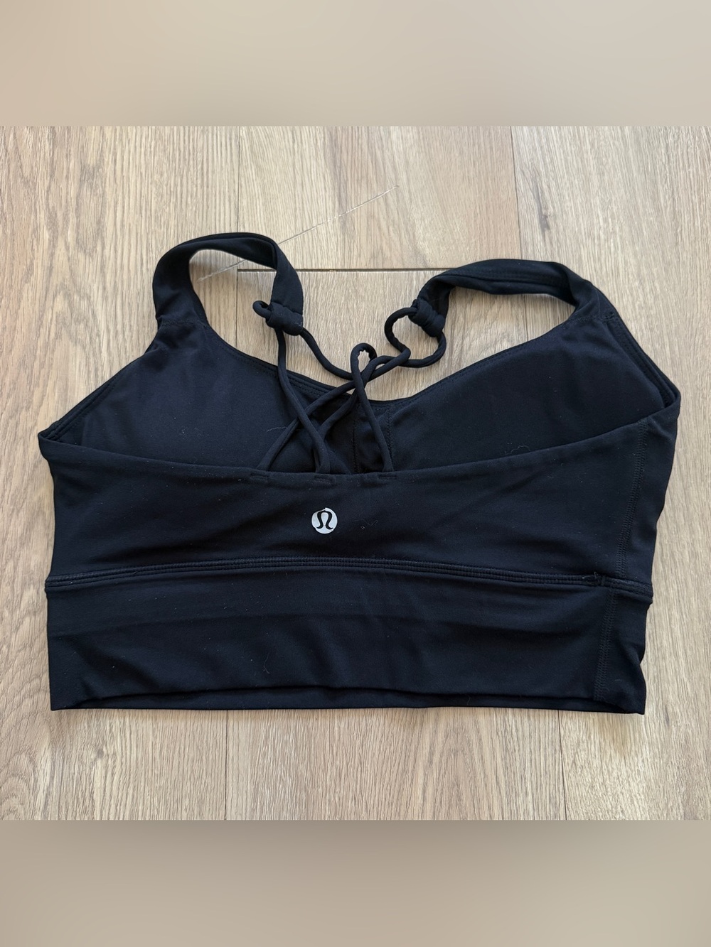 Lululemon Free to Be Padded Bra Long Line Black Strappy Yoga Sports Bra Size 8